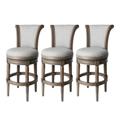 Maven Lane Pullman Swivel Upholstered Kitchen Stool, Set of 3