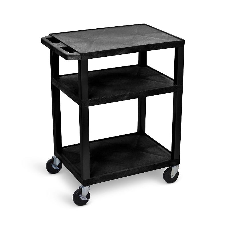 Tuffy 3-Shelf Plastic/Poly Mobile A/V Cart with Lockable Wheels Black (WT34) , 2 of 4