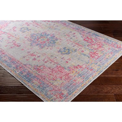 Everly 2' x 2'11" Blue and Pink Synthetic Fur Area Rug