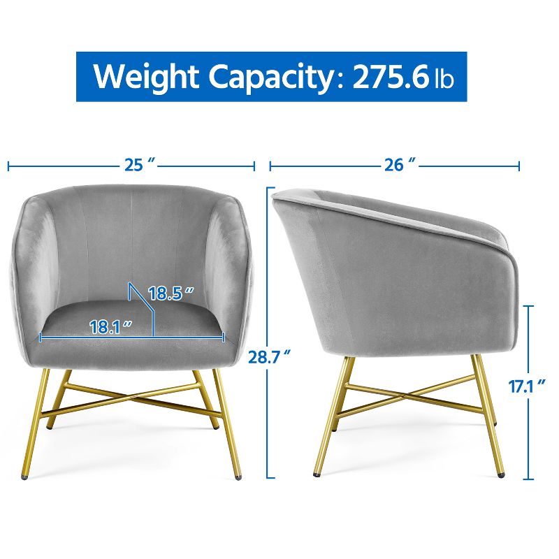 Yaheetech Velvet Upholstered Accent Chair with Backrest Armrest for Living Room, 3 of 7