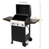 Karl Home 3 Burner Propane Gas Grill in Black with Foldable Side Tables and Portable Wheels for Outdoor Cooking Grillin - 2 of 4