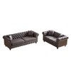 113'' Tech Fabric Chesterfield 3+2 Seater Sofa Set with Rolled Arms, Tufted Buttons and Wooden Legs - 2 of 4