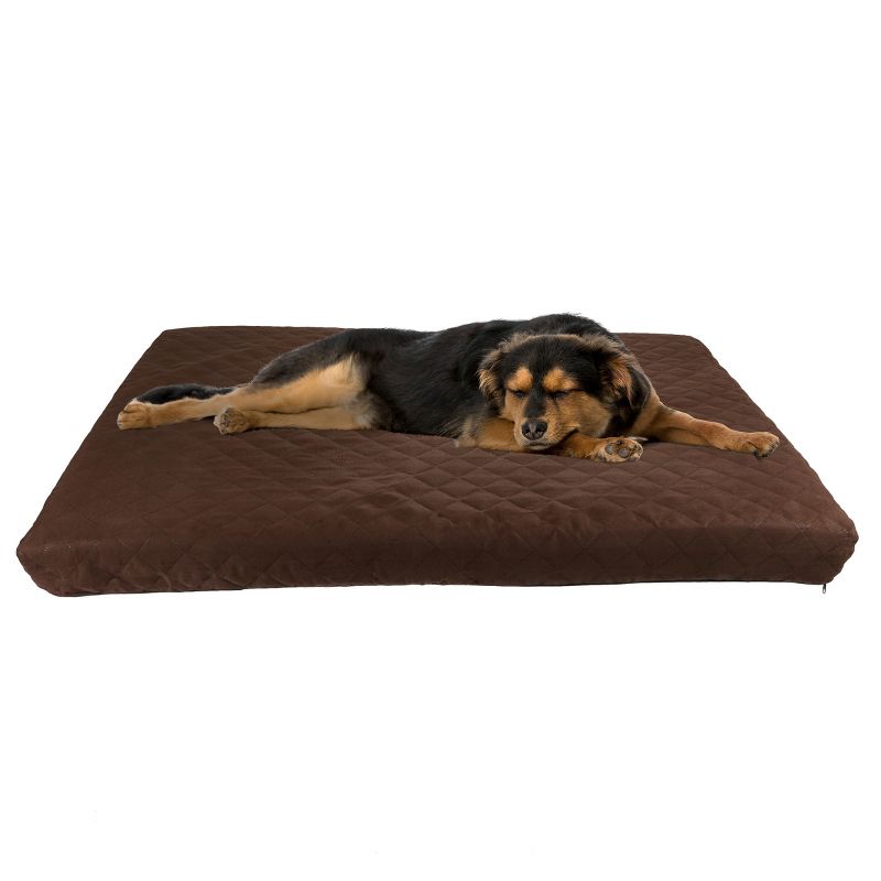 Waterproof Dog Bed - 2-Layer Memory Foam Pet Pad with Removable Machine Wash Cover - 44x35 Crate Mat for Dogs and Puppies by PETMAKER (Brown), 1 of 9