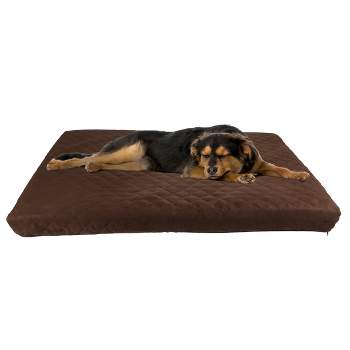 Waterproof Dog Bed - 2-Layer Memory Foam Pet Pad with Removable Machine Wash Cover - 44x35 Crate Mat for Dogs and Puppies by PETMAKER (Brown)