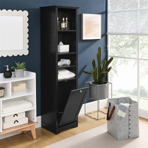 64" Tall Bathroom Storage Cabinet, Freestanding Floor Cabinet with Adjustable Shelves, Narrow Storage Cabinet for Living Room Bathroom Kitchen - 1 of 4
