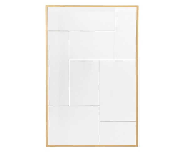 ZM Home 47.2" x 30.7" Mid-Century Modern Geometric Mirror Gold