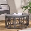 Patio Wicker Oval Side Table,Polyethylene Rattan Woven Living Room Coffee Table,Farmhouse Rattan Coffee Table With Loop Design-Coolbibila - 3 of 4