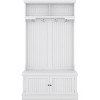 Acekool 4-in-1 Hall Tree with Storage Shoe Bench, Coat Rack with 4 Hooks, Entryway Organizer with Display Shelves & Cabinet, White - 2 of 4