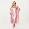 Anna-Kaci Lounge Women's PLus Size Satin 2-Piece Robe and Slip Dress Set with Adjustable Spaghetti Straps and Soft Flowing Drape - 2 of 4