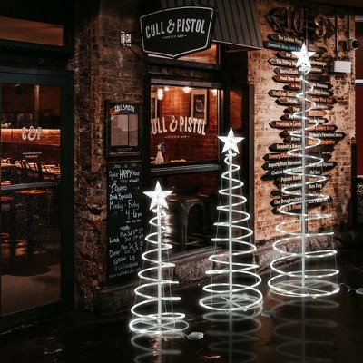 Yescom Sparkle 6 Pack LED Christmas Spiral Light Kit Battery 3/4/6Ft Pre-Lit LED with Star Topper for Indoor Outdoor