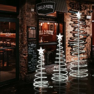 Yescom Sparkle 6 Pack LED Christmas Spiral Light Kit Battery 3/4/6Ft Pre-Lit LED with Star Topper for Indoor Outdoor - 1 of 4