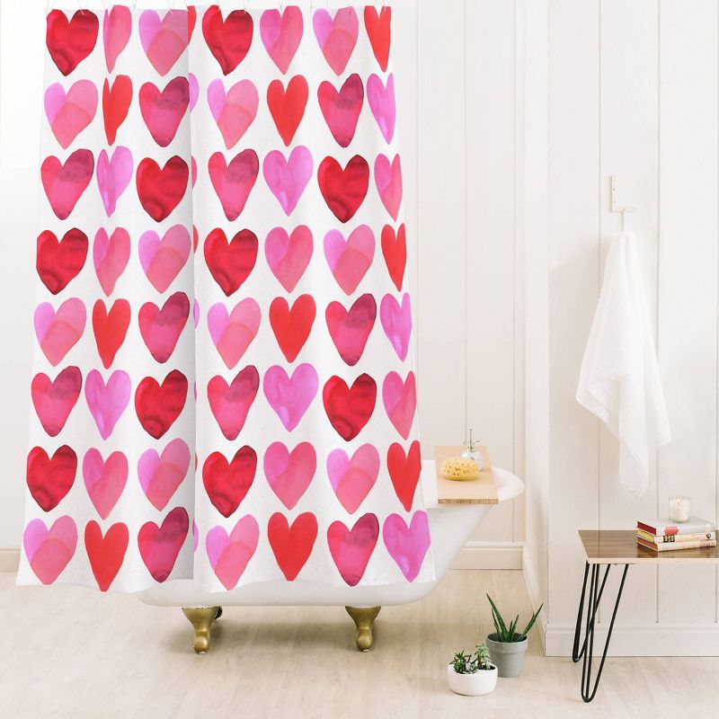 Amy Sia Heart Watercolor Shower Curtain Red - Deny Designs, 3 of 4