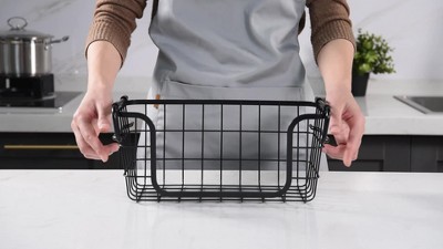 Modern Black Metal Wire 3-Piece Stackable Storage Basket Set