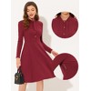 Allegra K Women's Work Sheath Tie Neck Knit Long Sleeve Midi Dress - 2 of 4