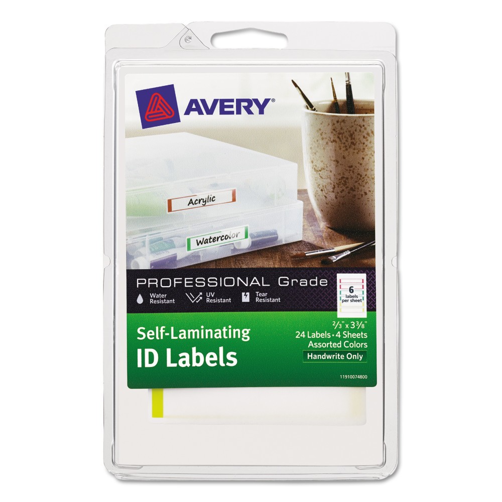 UPC 072782007485 product image for Avery Professional Grade Self-Laminating ID Labels, 3 3/8 x 2/3, White/Assorted, | upcitemdb.com
