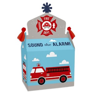 Big Dot of Happiness Fired Up Fire Truck - Treat Box Party Favors - Firefighter Firetruck Baby Shower or Birthday Party Goodie Gable Boxes - Set of 12 - 1 of 4