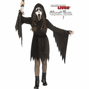 Ghost Face Girls' Glitter Bling Hooded Dress Halloween Costume Dress - 1 of 1