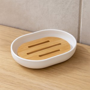 Evideco French Home Goods Versatile Soap Dish with Bamboo Tray - Bathroom Organizer for Stylish and Functional Storage - 1 of 4