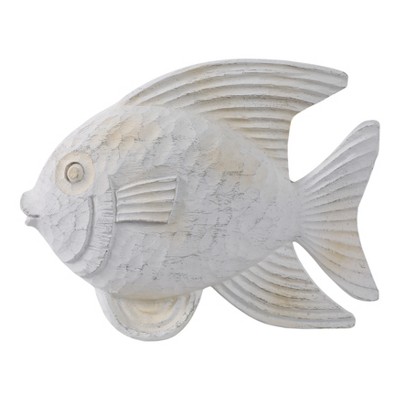 Sagebrook Home Creative Fish Sculpture for Living Room, Bedroom or Office Decor, Whitewash