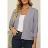 Women's 3/4 Sleeve Cropped Cardigan Knit Sweaters Lightweight Open Front Shrug - 2 of 4