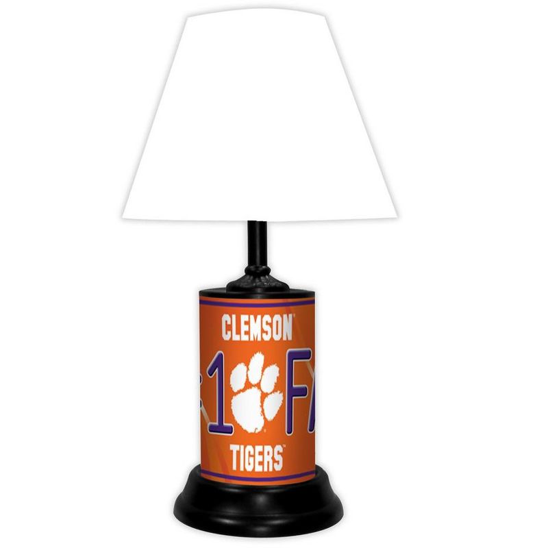 NCAA 18-inch Desk/Table Lamp with Shade, #1 Fan with Team Logo, Clemson Tigers, 1 of 4