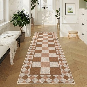Washable Easy Jute Rugs for Living Room Modern Checkered Bedroom Carpet with Non-Slip Backing - 1 of 4