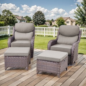 Outdoor Swivel Rocker Chair with 6 Inch Thick Cushion 2 in 1 Porch Glider Swivel Chair - Wicker Patio Furniture Patio Swivel Glider Seating - 1 of 4