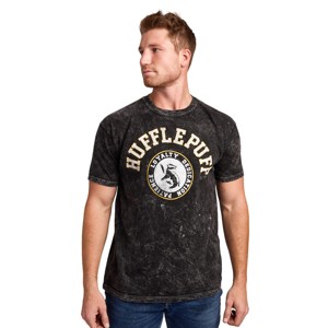 Harry Potter Hufflepuff Varsity Men's Black Vintage Mineral Wash Crew Neck Short Sleeve T-shirt - 1 of 4