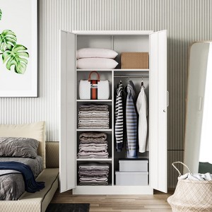 Mlezan 72" Metal Storage Cabinet: Lockable Steel Wardrobe for Office, Home, School, Gym, or Hotel.  Durable and Versatile Employee Locker. - 1 of 4