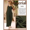 Ekouaer Sleeveless Womens Jumpsuits Ribbed Adjustable Spaghetti Strap Loose Long Pants Romper Jumpsuit - 3 of 4