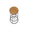 24/7 Shop At Home Set of 2 33" Pilat Barstools with Wood Seat Warm Oak: Industrial Style, Metal Frame, Fixed Height - 3 of 4