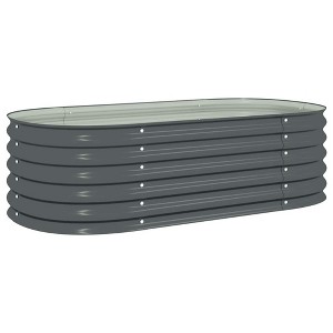 vidaXL Galvanized Steel Raised Garden Bed-Gray, Oval Plant Box for Outdoor Patio/Balcony 63"x31.5"x17.3" - 1 of 4
