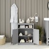 Emma and Oliver Bathroom Storage Cabinet Organizer with Adjustable In-Cabinet Shelf, Magnetic Closure Doors, and Upper Open Shelf - 3 of 4