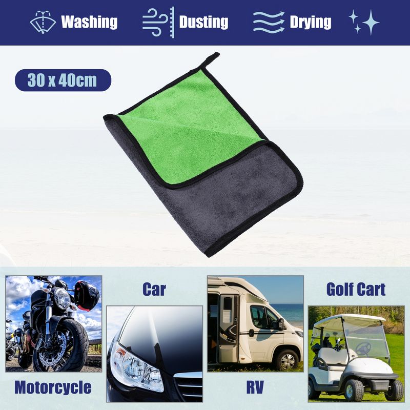 Unique Bargains Microfibre Car Drying Towel 600GSM Highly Absorbent Car Drying Cloth Window Cleaner 11.81"x15.75" Gray Green 2 Pcs, 2 of 7
