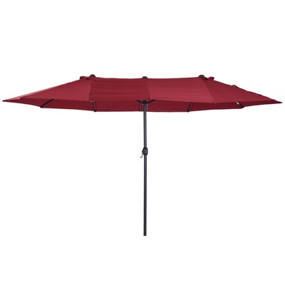 Outsunny 15ft Patio Umbrella Double-Sided Outdoor Market Extra Large Umbrella with Crank Handle for Deck, Lawn, Backyard and Pool
