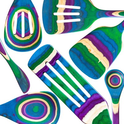 Baltique 7pc Mumbai Kitchen Utensil Set: Wood Cooking Tools, Spoon, Spurtle, Spatula, Multicolored, Hand Wash — фото 3