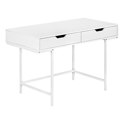 Monarch Specialties Computer Desk Home Office Laptop Storage Drawers 48InchL Work Metal Laminate White Contemporary Modern