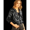 INSPIRE CHIC Women's Party Sequin Sparkle Long Sleeve Cropped Length Zipper Bomber Jacket - 2 of 4