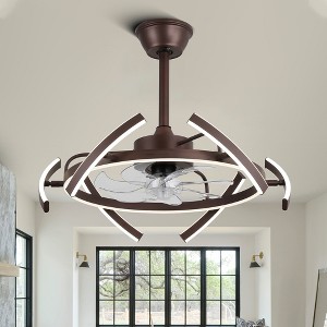 Bella Depot 24" Modern Black LED Ceiling Fan with Dimmable Light, 6-Speed Reversible with Remote and APP Control - 1 of 4