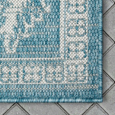 Lia Blue Oriental Synthetic 8' x 10' Easy-Care Outdoor Rug