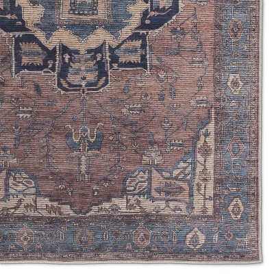 Barrymore 4' x 6' Blue Synthetic Medallion Area Rug