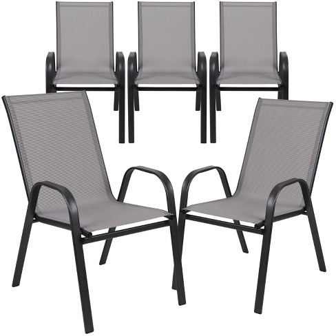 Emma And Oliver 5 Pack. Outdoor Stack Chair With Flex Comfort