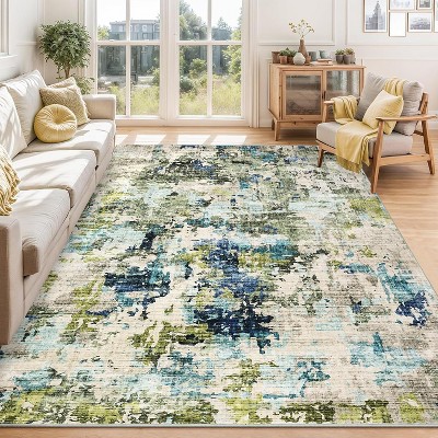 Hallway Runner Rug Washable Modern Abstract Area Rug Non Slip Floor Carpet, Low Pile Non Shedding Rug for Entryway, Kitchen