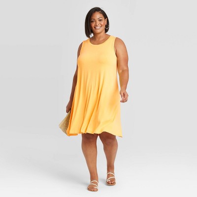 plus size yellow swing dress