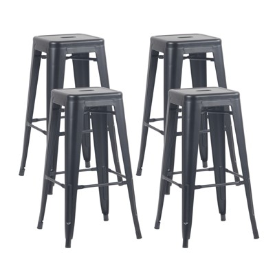 YOUNIKE Set of 4 Metal Bar Stools Backless Tolix Indoor-Outdoor Stackable Barstool Industrial Patio Chairs