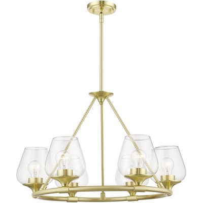 Elegant Willow 6-Light Chandelier with Clear Glass in Satin Brass