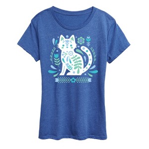 Women's - Instant Message - Scandinavian Cat Short Sleeve Graphic T-Shirt - 1 of 4