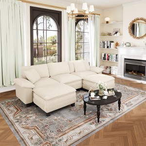 Captiva Designs Modular Sectional Sofa, 123.6" U-Shaped 5-Seater with 2 Ottomans, - 1 of 4