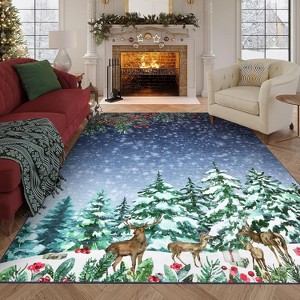 Christmas Area Rugs for Living Room Bedroom Xmas Snowman Tree Festival Winter Decorations Rugs Soft Foldable Accent Rug - 1 of 4
