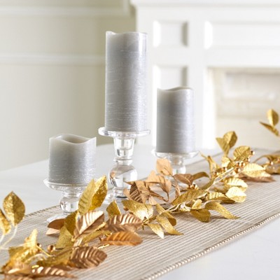 60-Inch Gold Lighted Artificial Fall Garland with LED Lights